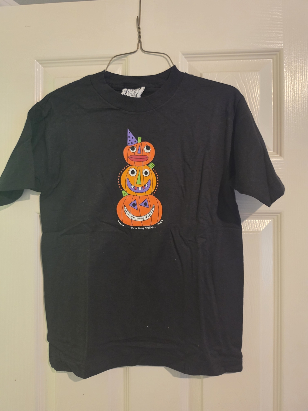 Kids Black Halloween Pumpkin Stack Tee